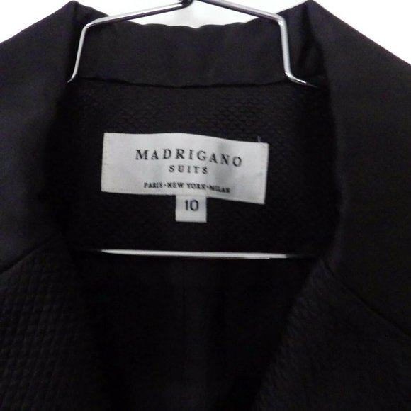 Vintage Laura Madrigano Tuxedo Style Black Suit Rhinestone Zipper Size 10 - Picture 2 of 8